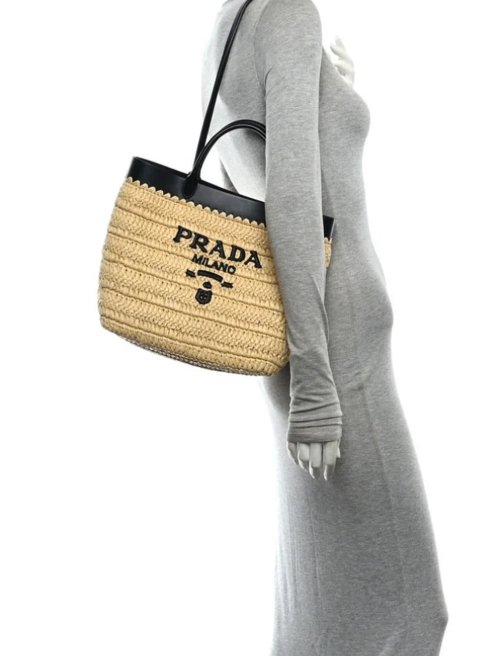 Prada Medium Crochet and Leather Tote bag - Picture 2 of 10
